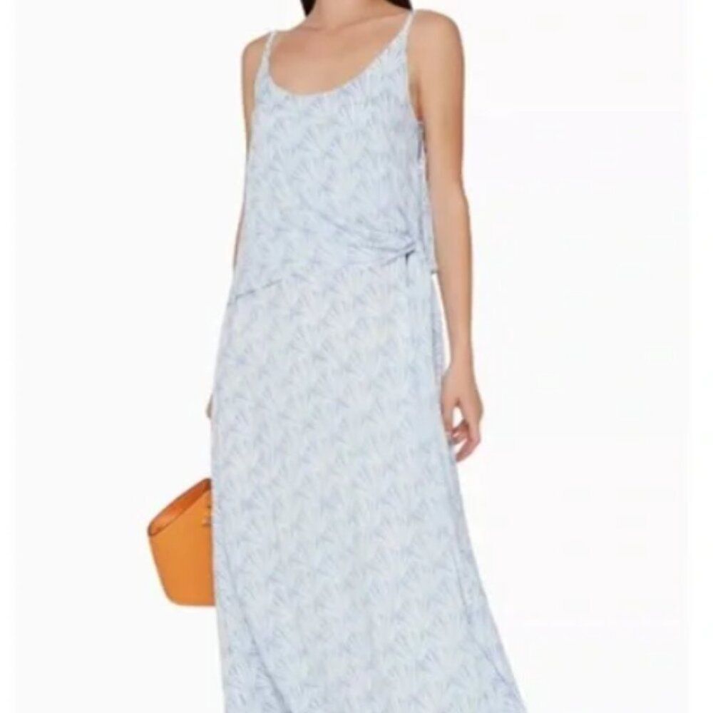Club Monaco Blue White Geometric Faux Wrap Dress Spaghetti Strap Flowy Womens 2